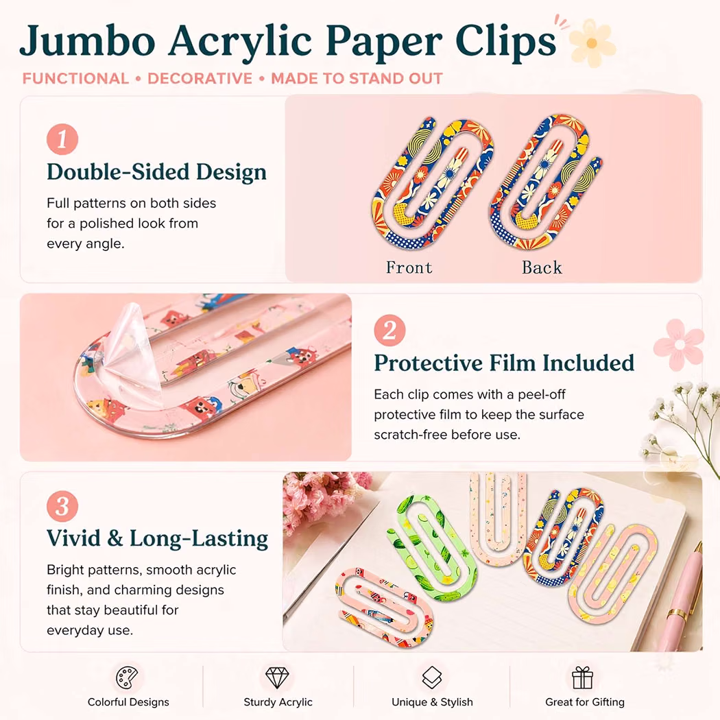 Jumbo Acrylic Paper Clips
