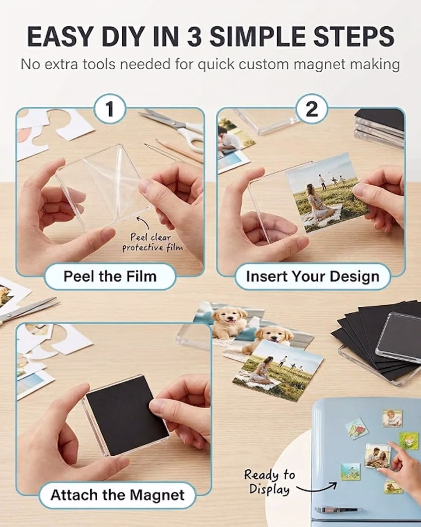 Clear Acrylic Fridge Magnets Kit