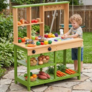 Wooden Play Kitchen for Kids