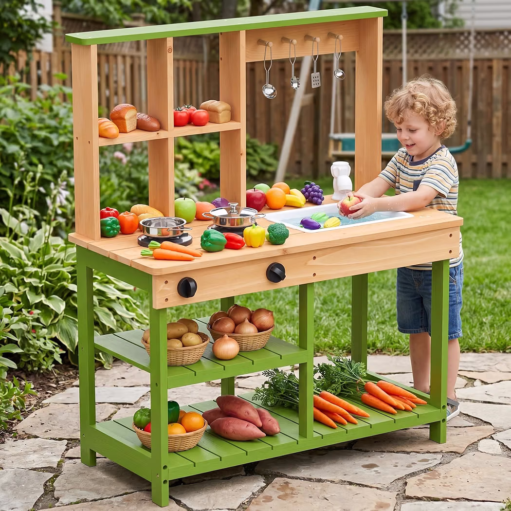 Wooden Play Kitchen for Kids