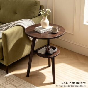 Round Solid Wood End Table